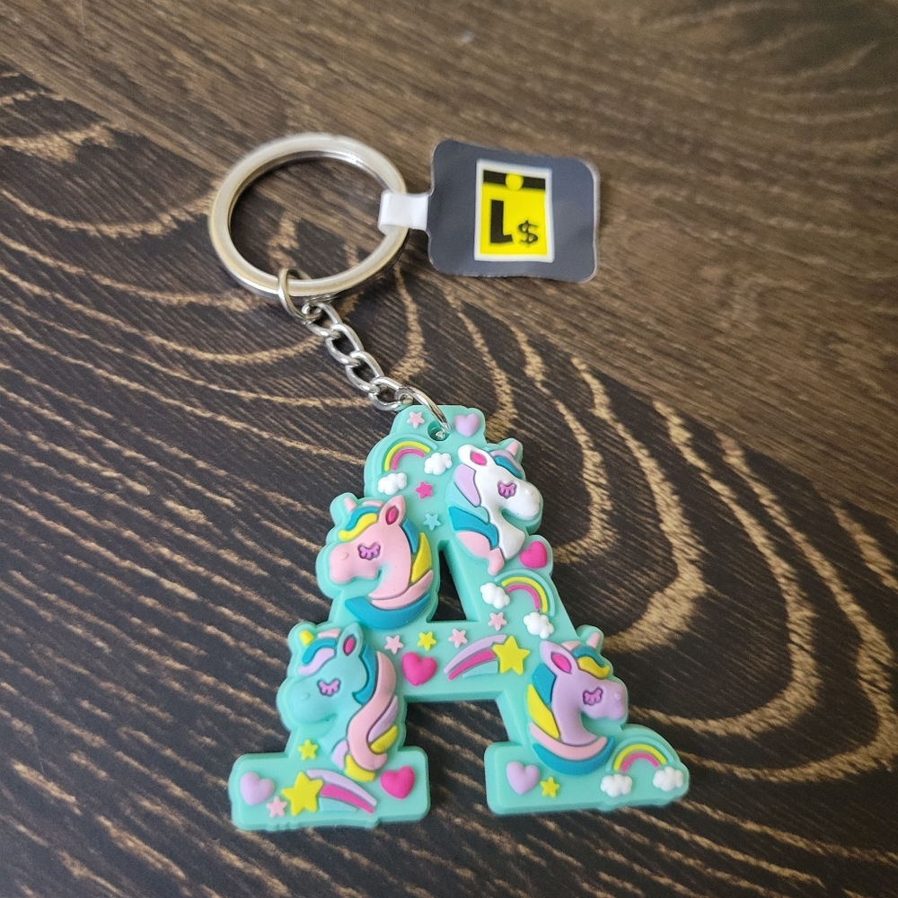 FREE With Another Purchase S Unicorn Initial Keychains  PICK ONE NEW - Picture 8 of 13